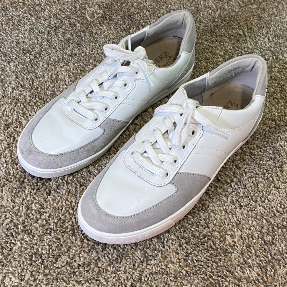 Naturalizer Murphy White Leather Grey Suede Low Top Sneakers Womens 11M